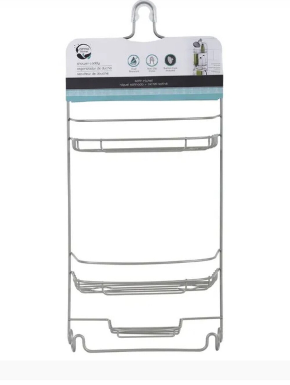 Zenna Home , Silver Shower Caddy -  Hanging Organizer